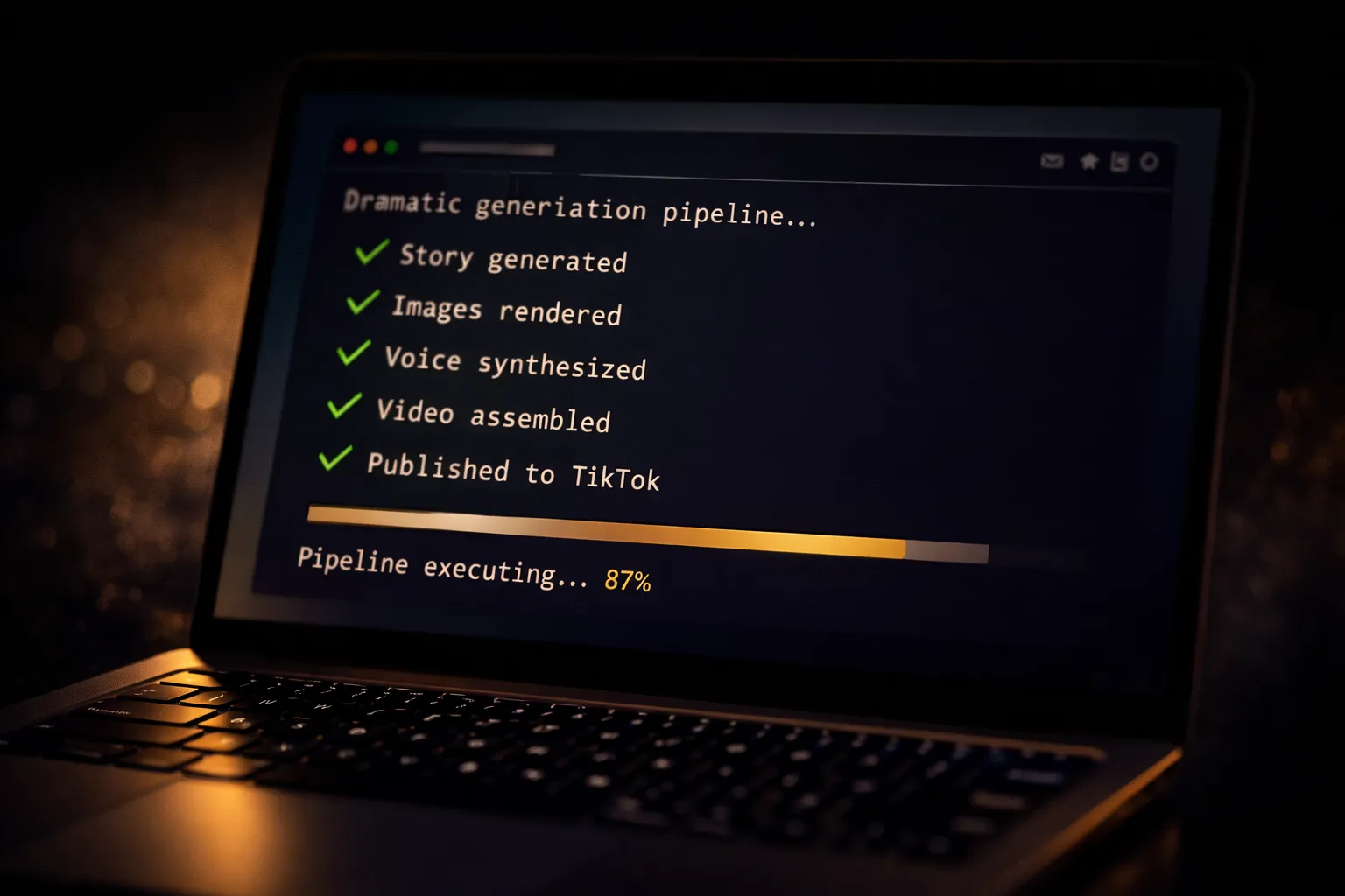 Pipeline de génération automatique en cours d'exécution